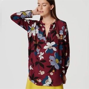 Loft floral split neck blouse. NWOT